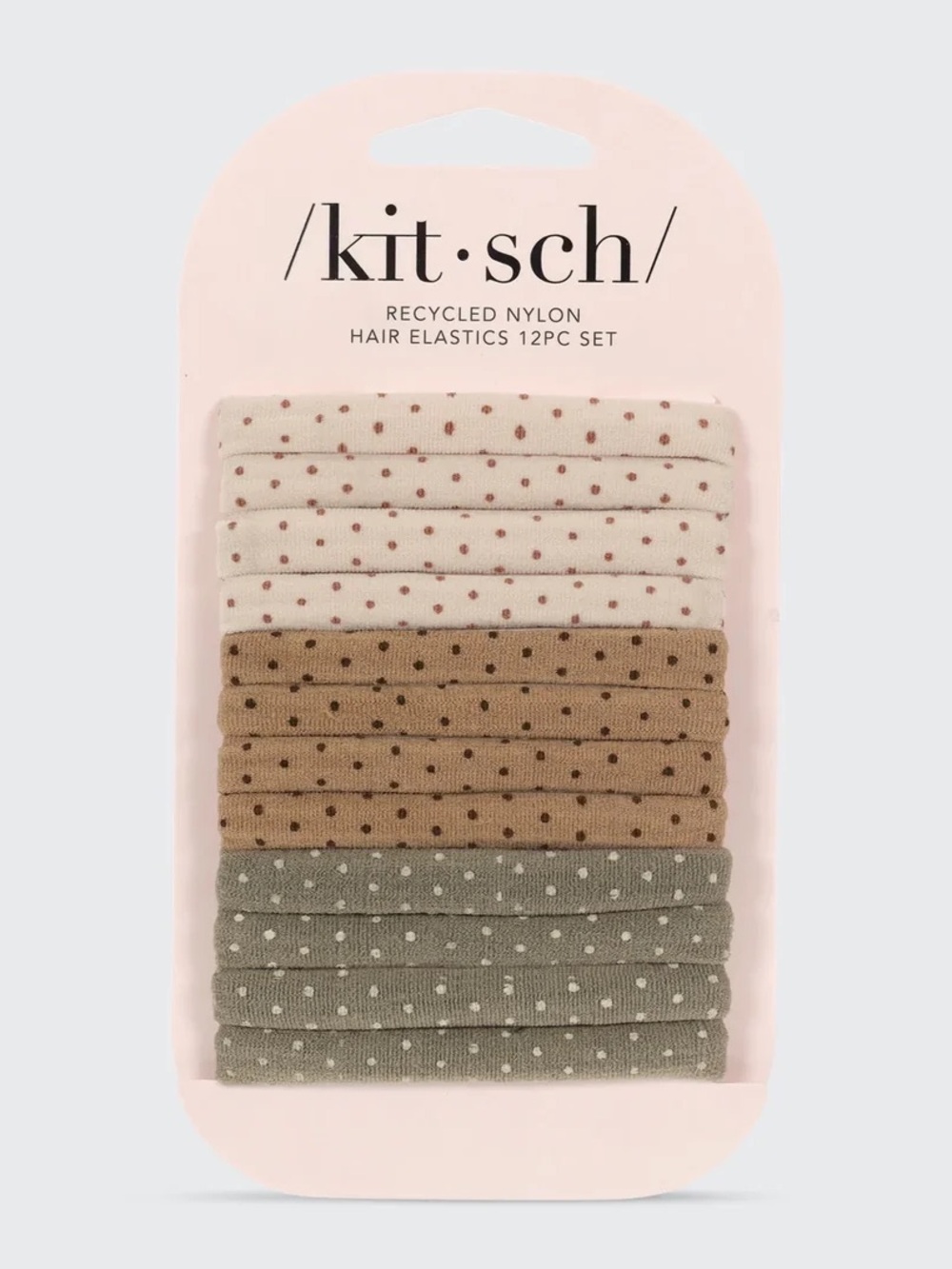 🌸3/$15🌸 Kitsch Neutral Polka Dot Hair Elastics - 12 Pack